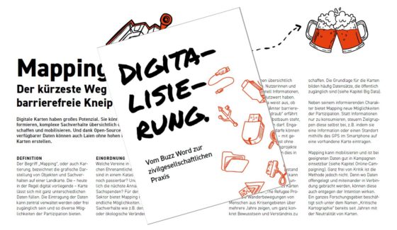 Ein Buchcover liegt schräg über zwei Textinnenseiten