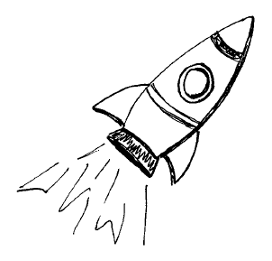 Eine mit wenigen Strichen gezeichnete Rakete