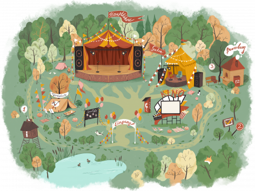 Gemaltes Festivalgelände